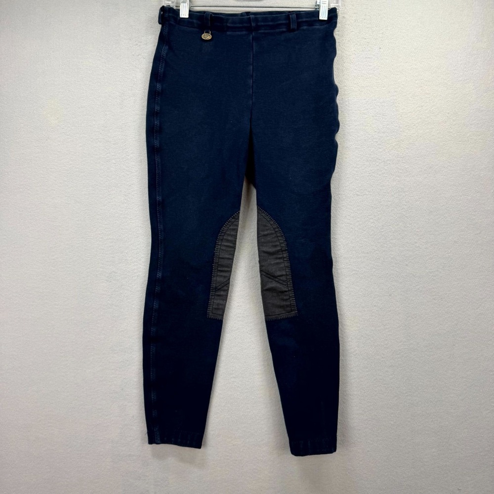 VTG On Course Riding Breeches Equestrian Pants Womens 28 Blue Knee Patch Pull On